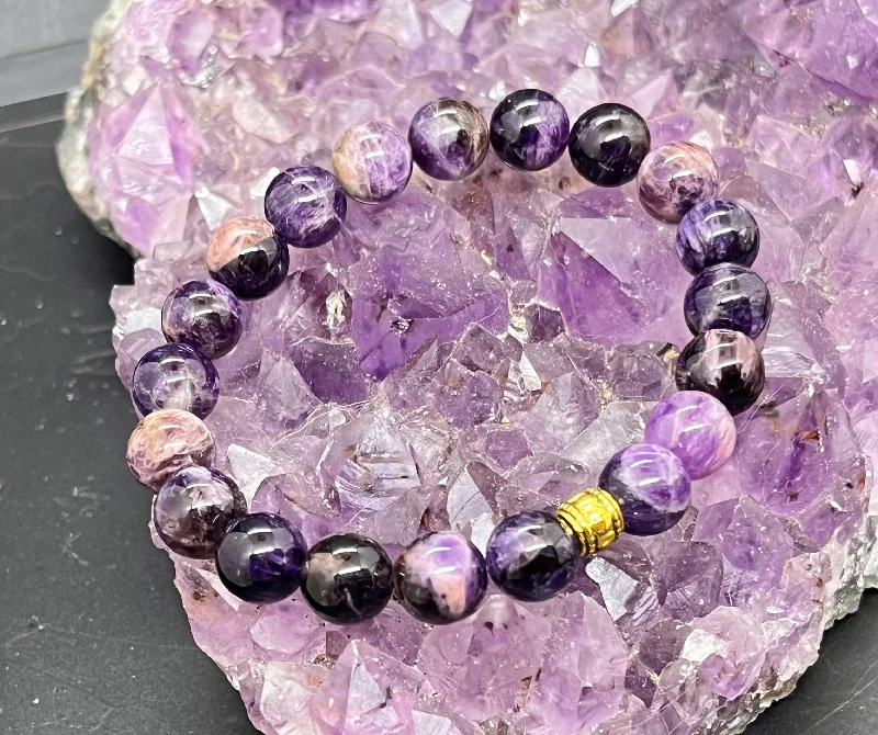 Simple Pearl Bracelet for Women-Amethyst Stretchy Bracelet