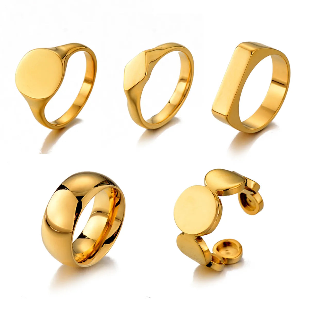 Stackable Silver Rings-Elegant Retro Geometric Titanium Steel Plating 18k Gold Plated Women's Open Rings