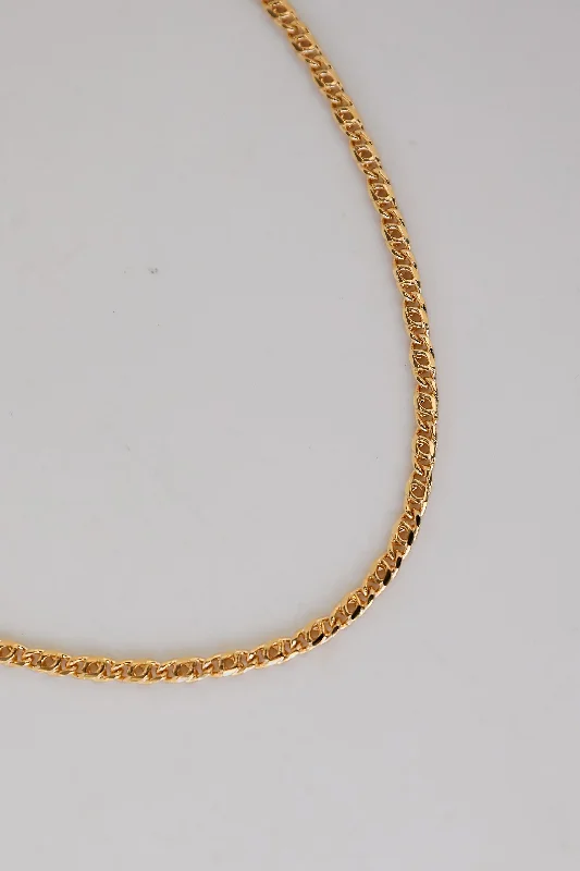 White Crystal Necklace-Tatum Gold Chain Necklace