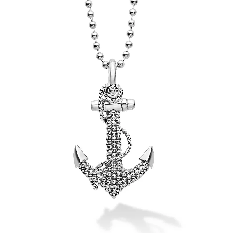 Bridal Crystal Necklace-Signature Caviar Anchor Pendant Necklace