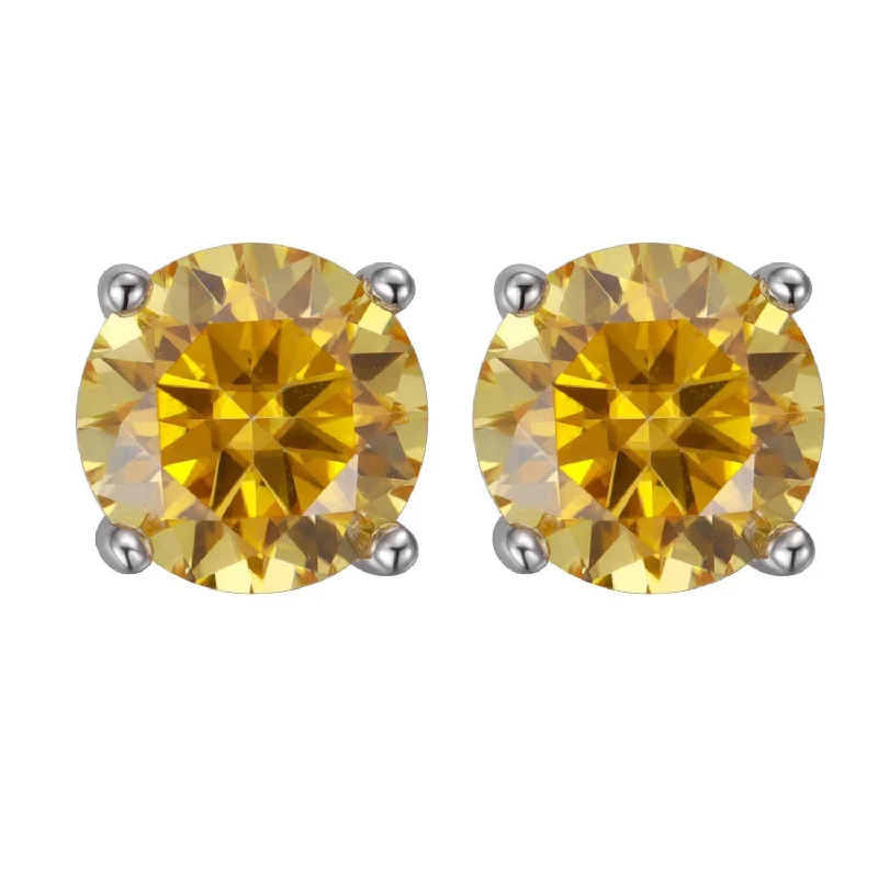 A Pair of Gold and Yellow Diamond Stud Earrings