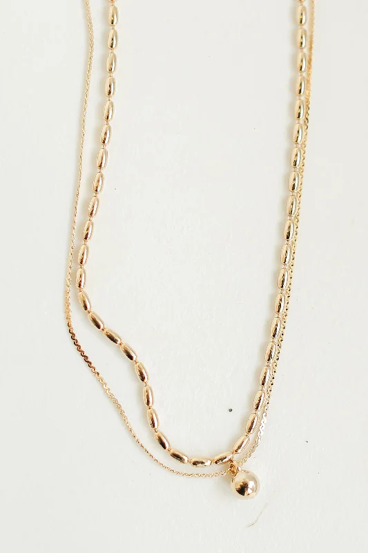 Sparkling Crystal Necklace-FINAL SALE - Addison Gold Layered Chain Necklace