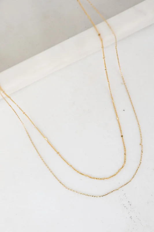 Custom Gold Necklace-Abbie Gold Layered Chain Necklace