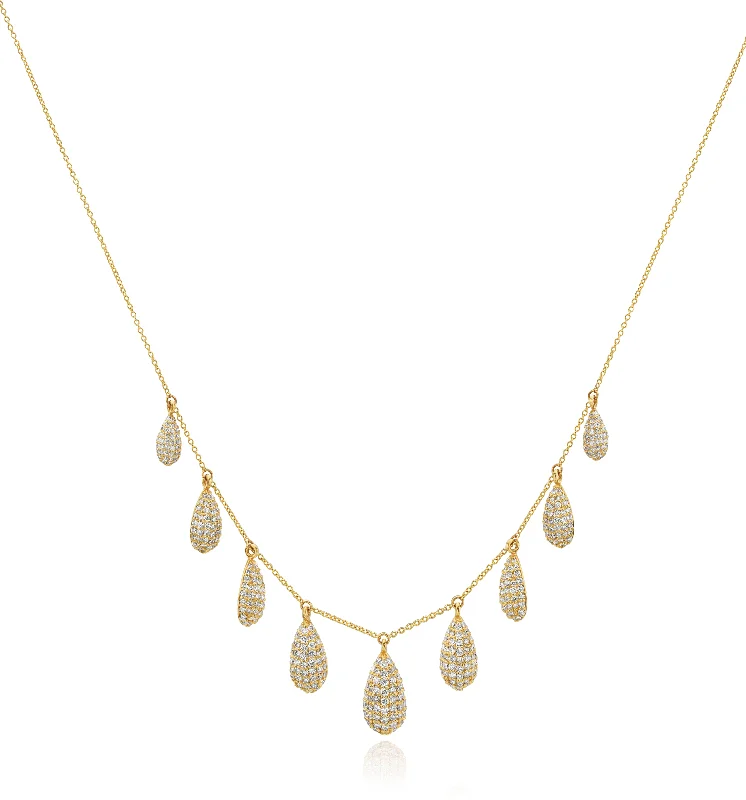 Custom Birthstone Necklace-Yellow Gold Diamond Necklace