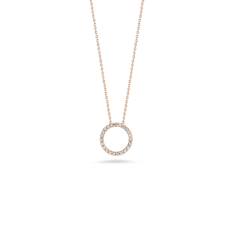 Stylish Heart Necklace-18k Rose Gold & Diamond Circle Necklace