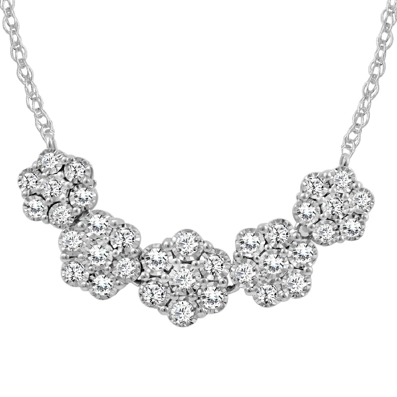 Stylish Diamond Necklace-LADIES NECKLACE 1.00CT ROUND DIAMOND 10K WHITE GOLD